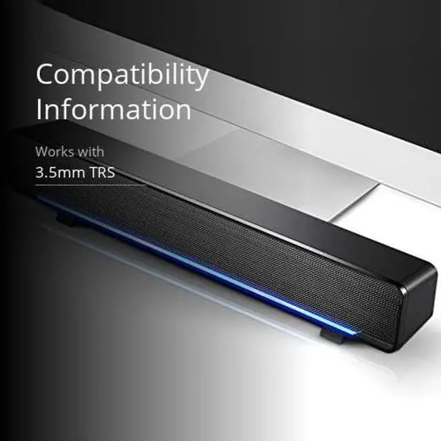 Alt view image 3 of 5 - Computer Speakers, Wired USB PC Speaker with 3D Stereo Sound, Blue LED Breathing Light, Mini Sound Speaker for Desktop, Laptop, Smartphone, Tablet, MP3, MP4 (Black)