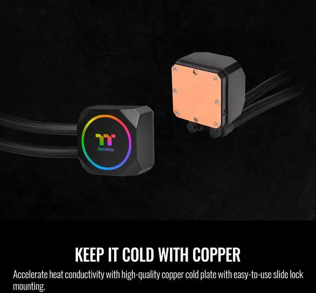 Alt view image 5 of 5 - Thermaltake TOUGHLIQUID Ultra 280 RGB CPU Liquid Cooler, AMD(AM5/AM4) Intel(LGA 1700/1200), 2.1 Inch Rotational LCD Display 2000RPM Radiator Fan, TT RGB Plus 2.0. Software, CL-W371-PL14SW-A,Black