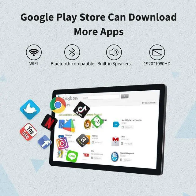 Alt view image 3 of 5 - TouchWo 27 inch Android 11 Touchscreen Monitor Tablet, 16:9 FHD 1080P, WiFi & BT, Built-in Speakers, RK3568 2GB RAM & 32GB ROM, Smart Board for Classroom, Meeting & Game