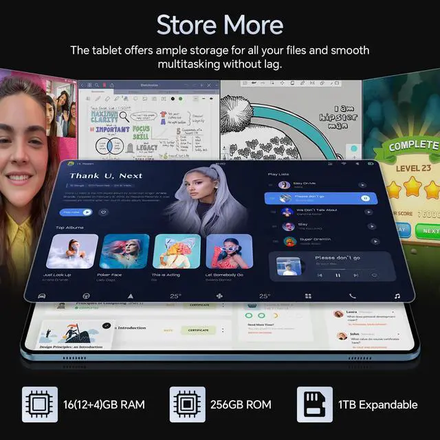 Alt view image 3 of 5 - FEEDOGEE Android Tablet, 10 inch IPS Touchscreen with Case, Android 15 with Octa-core Processor, 12GB RAM 256GB ROM Android Tablet with Keyboard, 8000mAh Battery, 5MP+13MP Dual Camera, 5G WiFi, Blue