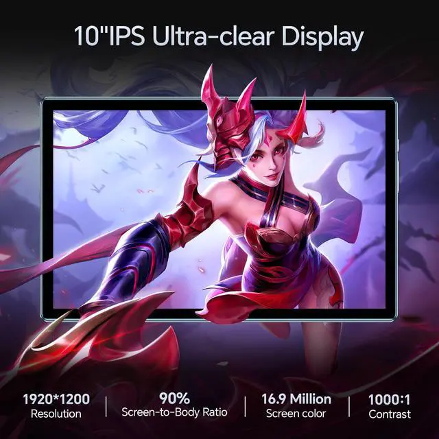 Alt view image 4 of 5 - FEEDOGEE Android Tablet, 10 inch IPS Touchscreen with Case, Android 15 with Octa-core Processor, 12GB RAM 256GB ROM Android Tablet with Keyboard, 8000mAh Battery, 5MP+13MP Dual Camera, 5G WiFi, Blue