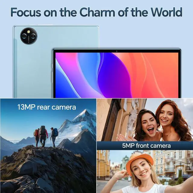 Alt view image 5 of 5 - FEEDOGEE Android Tablet, 10 inch IPS Touchscreen with Case, Android 15 with Octa-core Processor, 12GB RAM 256GB ROM Android Tablet with Keyboard, 8000mAh Battery, 5MP+13MP Dual Camera, 5G WiFi, Blue