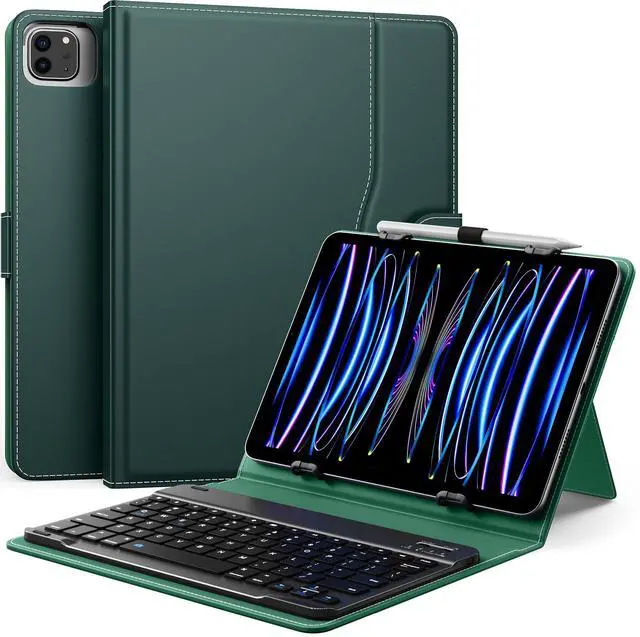 Main image of MoKo Universal Tablet Case with QWERTY Keyboard for 9",9.7",10.1",10.2",10.4",10.5",10.9",11" Tablet, with Removable Wireless Bluetooth Keyboard&Pen Holder for iPad Samsung Fire Pixel, Midnight Green