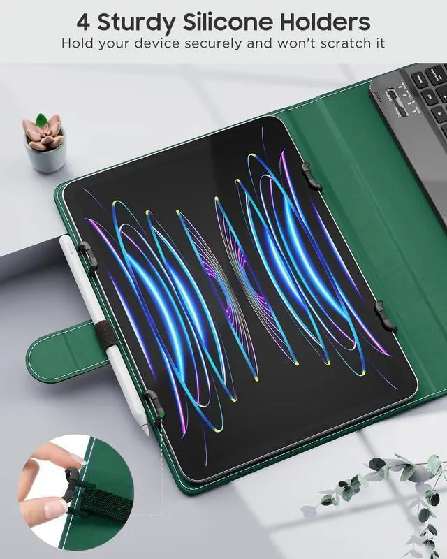 Alt view image 4 of 5 - MoKo Universal Tablet Case with QWERTY Keyboard for 9",9.7",10.1",10.2",10.4",10.5",10.9",11" Tablet, with Removable Wireless Bluetooth Keyboard&Pen Holder for iPad Samsung Fire Pixel, Midnight Green
