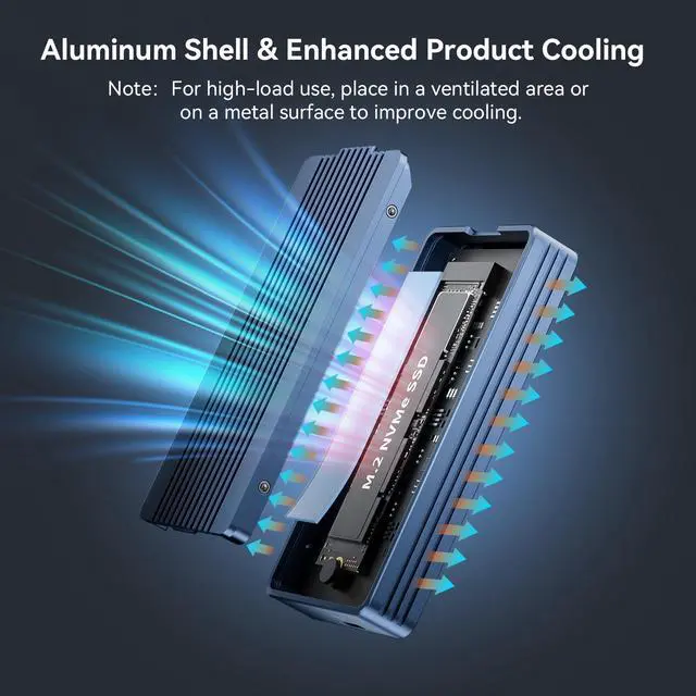 Alt view image 5 of 5 - ACASIS 40Gbps M.2 NVMe SSD Enclosure, with Aluminum Heat Dissipation & No Noise Design, Tool-Free Installation for M1/M2 Pro/Max, Support 2280 to 2230 SSD Sizes (TBU405 Air)