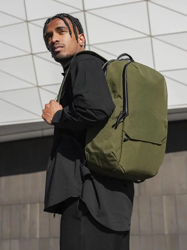 Alt view image 2 of 5 - ALPAKA Elements Backpack Pro 24L - Green Laptop Backpack Fits 16'' Laptop with Dual Bottle Pockets, Travel Backpack for Men, Weather-Resistant 400D Axoflux Fabric for Business or College