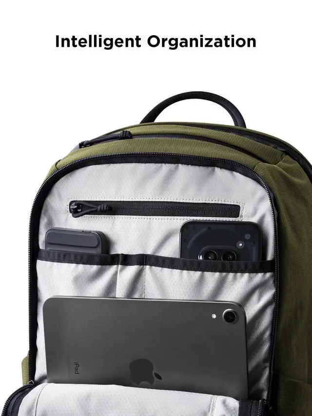 Alt view image 4 of 5 - ALPAKA Elements Backpack Pro 24L - Green Laptop Backpack Fits 16'' Laptop with Dual Bottle Pockets, Travel Backpack for Men, Weather-Resistant 400D Axoflux Fabric for Business or College