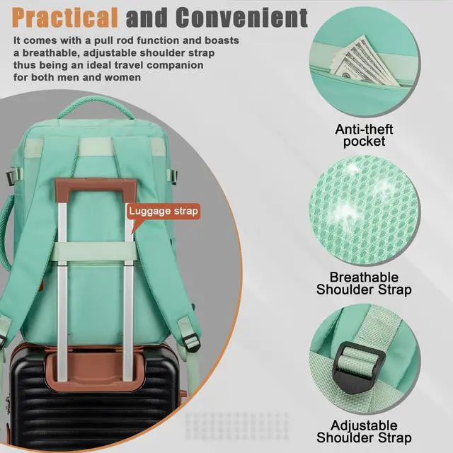 Alt view image 4 of 5 - Velaybor 40L Travel Backpack with USB Charging Port, Water-Resistant Carry On Backpack for Men Women, Business Laptop Backpack for Trips & Commutes, Fits 15.6/17.3 Inch Laptop