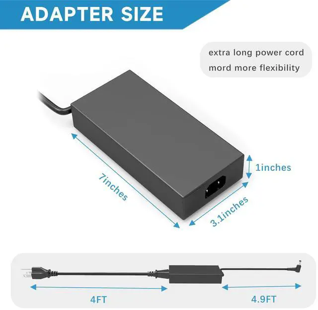 Alt view image 4 of 5 - HHZ 240W Laptop Charger Compatible with Asus ROG Zephyrus G14 G15 M16 G16 S15 S17 Flow X16 Strix Scar 15 20V/12A Adapter TUF Gaming A15 A17 F15 F16 F17 AD240-00E ADP-240EB Power Cord Supply