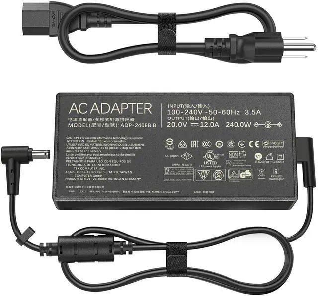 Main image of HHZ 240W Laptop Charger Compatible with Asus ROG Zephyrus G14 G15 M16 G16 S15 S17 Flow X16 Strix Scar 15 20V/12A Adapter TUF Gaming A15 A17 F15 F16 F17 AD240-00E ADP-240EB Power Cord Supply