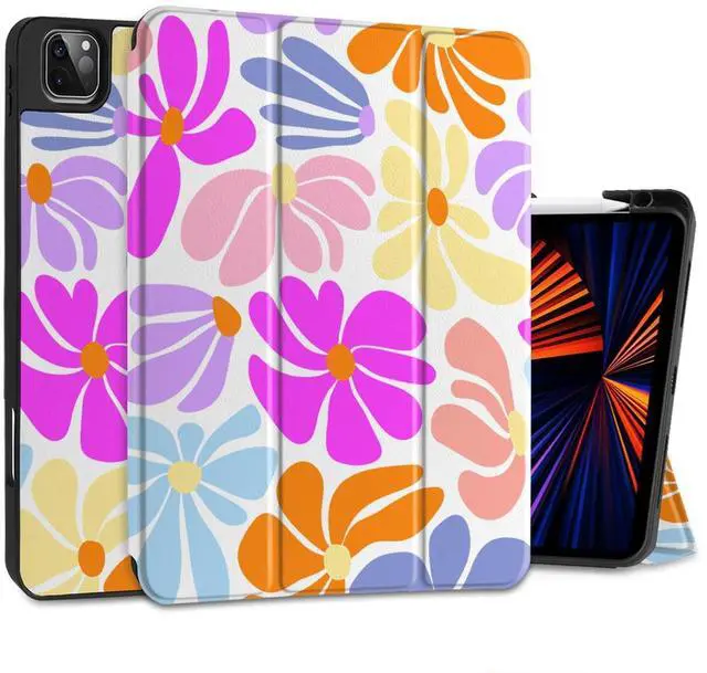 Main image of DONGKE Case for iPad Pro 12.9 inch 6th Generation 2022, Built-in Pencil Holder + Trifold Stand + Auto Wake/Sleep + Protective Cover for iPad Pro 12.9 5th/4th/3rd Gen - Retro Flowers