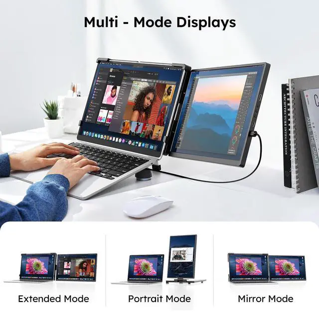 Alt view image 4 of 5 - Dopesplay 14.1" FHD 1920x1200 IPS Laptop Extender, 16:10 Matte Dual Monitor for 14-17" Laptops | USB-C/HDMI, Plug-and-Play | Lightweight Foldable | Compatible with Win/Mac/Android/Switch