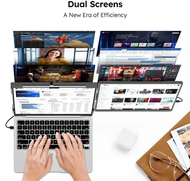 Alt view image 2 of 5 - Dopesplay 14.1" FHD 1920x1200 IPS Laptop Extender, 16:10 Matte Dual Monitor for 14-17" Laptops | USB-C/HDMI, Plug-and-Play | Lightweight Foldable | Compatible with Win/Mac/Android/Switch