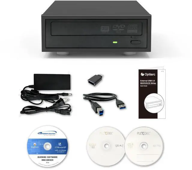 Main image of Optiarc 24X External DVD CD Burner Reader Optical Drive with M-DISC Support Free Burning Software and Sample Discs