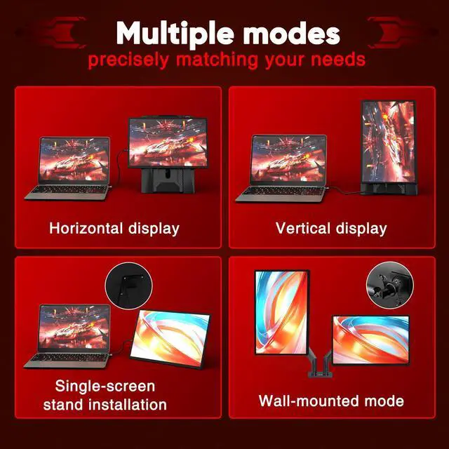 Alt view image 4 of 5 - CIDETTY Laptop Screen Extender Portable Monitor, Dual 16.1" 1080P FHD IPS Screen, Detachable Monitor Extender for Laptop, Fit for 13-17" Laptops, Compatiable with Windows/Mac/Chrome/Android