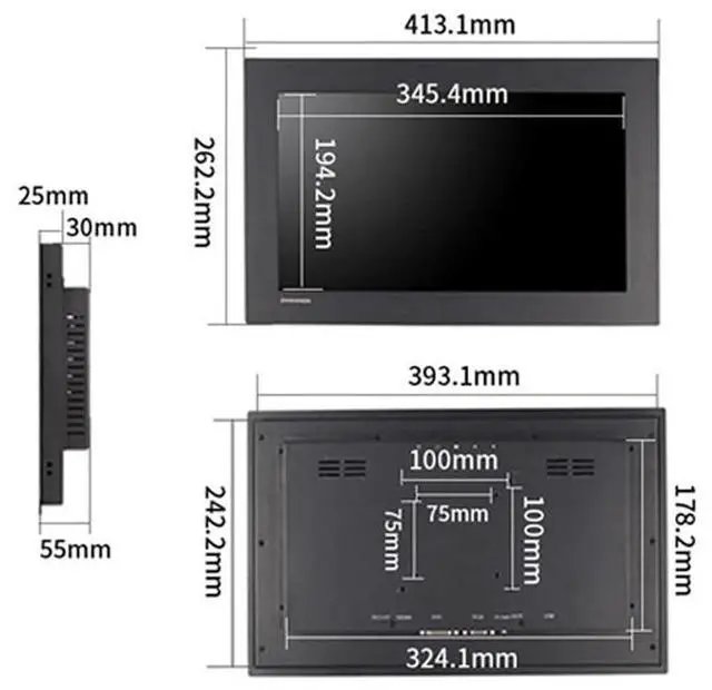 Alt view image 2 of 5 - UN UNITEDTIME 15.6 Inch Industrial 10-Point Touch Monitor Open Frame, HDMI/VGA/DVI Interface, Built-in Speakers, Capacitive Touch Screen Technology Metal Frame (Touchscreen Metal Frame)