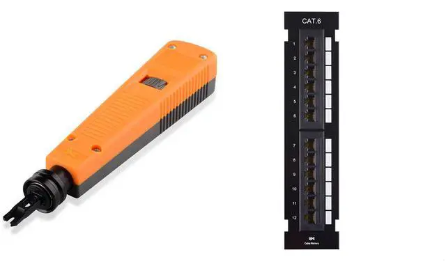 Main image of Cable Matters UL Listed 12-Port Cat6, Cat 6 Vertical Mini Patch Panel with 89D Bracket & 110 Punch Down Tool with 110 Blade