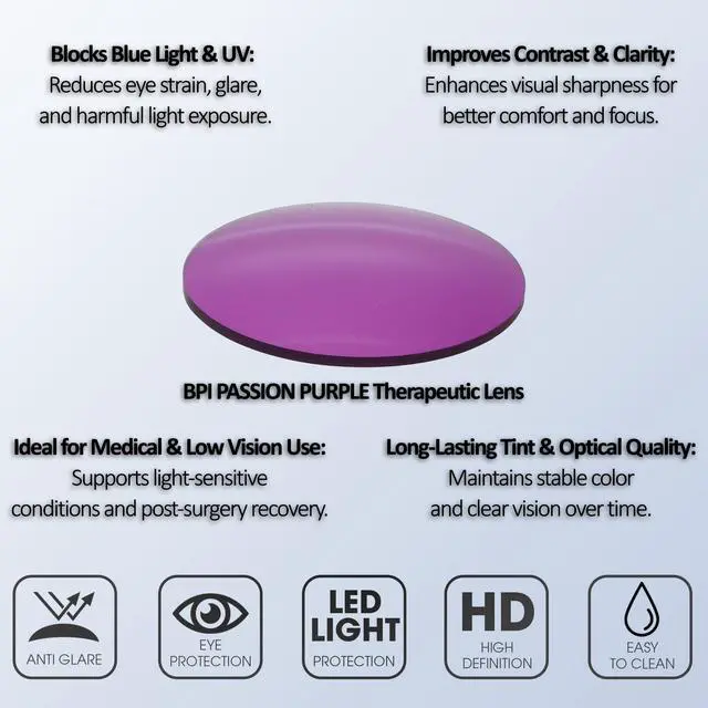 Alt view image 4 of 5 - Medspex Corinne McCormack Polly Color Therapy Reading Glasses +1.50 Pink Black Fade/Passion Purple Womens Fluorescent Light Sensitivity Chromotherapy Chakra Healing