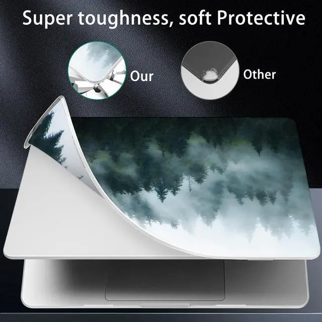 Alt view image 4 of 5 - Lepeoac for MacBook Air 15 inch Case 2023 2024 2025 Release A3241 M4 A3114 M3 A2941 M2 with Liquid Retina Display & Touch ID, Hard Shell with Screen Protector & Webcam Cover & Keyboard Cover, Forest