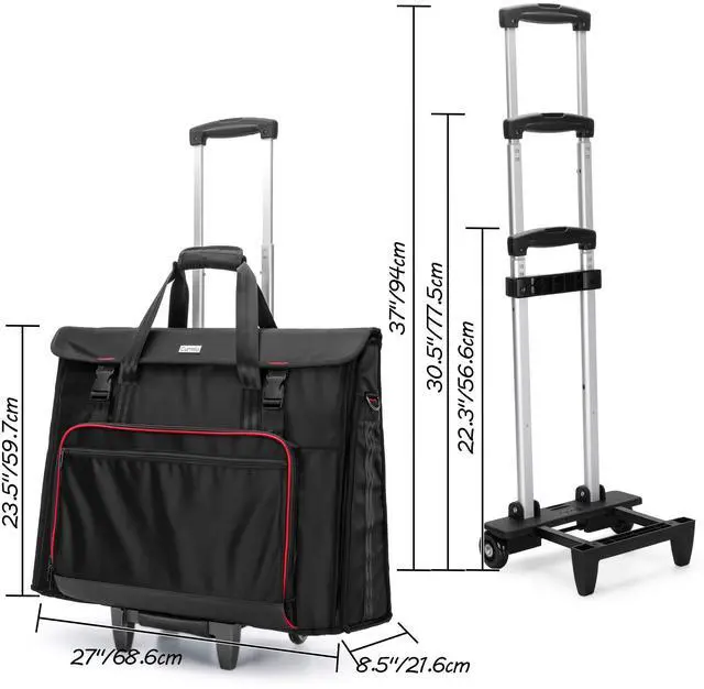 Alt view image 3 of 5 - CURMIO Rolling Carrying Bag with Wheels Compatible for Apple iMac 27 inch Desktop Computer, Detachable Trolley Storage Case Compatible with iMac 27 Monitors and Accessories, Black (Patent Pending)
