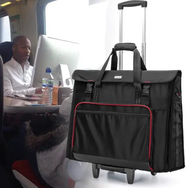 Alt view image 2 of 5 - CURMIO Rolling Carrying Bag with Wheels Compatible for Apple iMac 27 inch Desktop Computer, Detachable Trolley Storage Case Compatible with iMac 27 Monitors and Accessories, Black (Patent Pending)