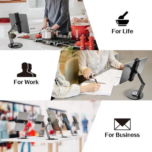 Alt view image 5 of 5 - pzoz Retail Kiosk iPad Stand, 360°Rotate POS Tablet Stand, Fits 6-12.9" iPad Mini Pro-Business Supplies Swivel Tablet Holder for Store Cash Register Office Reception Kitchen Desktop Display