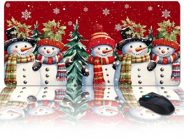 Main image of Christmas Oversized Gaming Mouse Pad, Red Christmas Hat Snowman Desk Mat for Home Office Extended XXL Computer Mouse Pad with Non-Slip Backing for Laptop Desktop Keyboard,35x15 inch