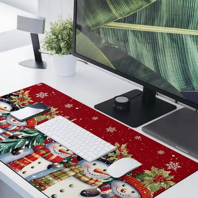 Alt view image 5 of 5 - Christmas Oversized Gaming Mouse Pad, Red Christmas Hat Snowman Desk Mat for Home Office Extended XXL Computer Mouse Pad with Non-Slip Backing for Laptop Desktop Keyboard,35x15 inch