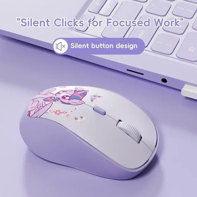 Alt view image 3 of 5 - My Little Pony Twilight Sparkle Wireless Mouse - 4-Button Silent Click Mouse with 3 Adjustable DPI (1000/1200/1600), 2.4GHz Wireless for Windows/Mac - Compact & Ergonomic Design, Purple