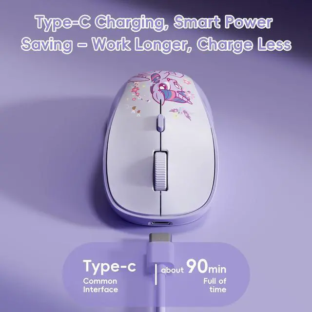 Alt view image 4 of 5 - My Little Pony Twilight Sparkle Wireless Mouse - 4-Button Silent Click Mouse with 3 Adjustable DPI (1000/1200/1600), 2.4GHz Wireless for Windows/Mac - Compact & Ergonomic Design, Purple