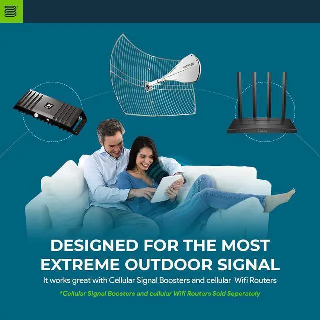 Alt view image 3 of 5 - Bolton Technical Long Ranger Antenna (BT974822) | Parabolic - Over 20 Miles Range | All Cell Bands: 5G, 4G, LTE | WiFi 2.4/5 GHz WiFi 6 | High Gain Cellular/WiFi Antenna up to +28 dB | All Carriers