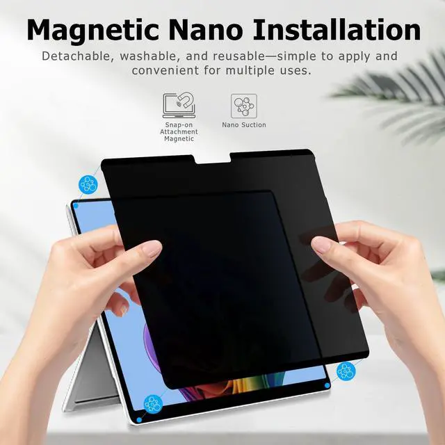 Alt view image 2 of 5 - Adeway Privacy Screen Protector for Surface Go 4/3/2/1 10.5 Inch, Magnetic Nano, Anti-Spy, Removable, Blue Light & UV Blocking, Anti-Glare
