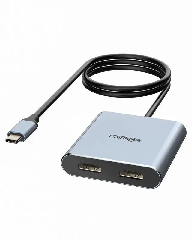 Main image of USB C to Dual HDMI Adapter 4K 60Hz, USB C Splitter 2 Monitors Extended Display, Type C HDMI Hub Multiple Monitors Docking Station for Laptop(DP Alt Mode Required) Compatible with Thunderbolt 3/4
