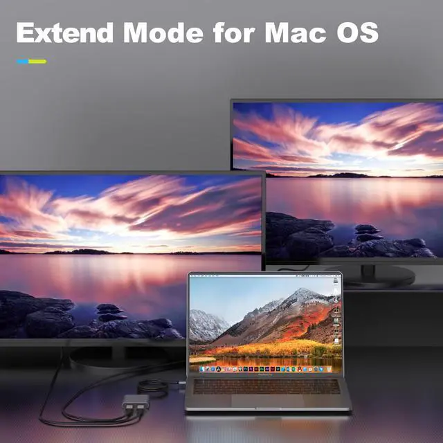Alt view image 3 of 5 - USB C to Dual HDMI Adapter 4K 60Hz, USB C Splitter 2 Monitors Extended Display, Type C HDMI Hub Multiple Monitors Docking Station for Laptop(DP Alt Mode Required) Compatible with Thunderbolt 3/4