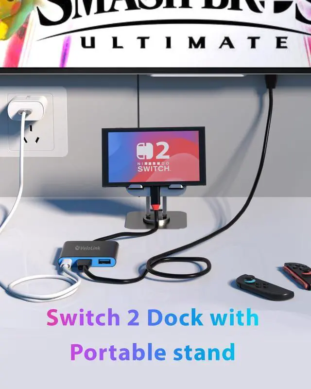 Alt view image 2 of 5 - Switch 2 Dock kit with Switch 2 Stand for Nintendo Switch 2 Portable TV Dock USB c to hdmi Compatible with Switch1/ Switch 2, USB C Hub Compatible with MacBook,Laptops (Dock+ Stand)