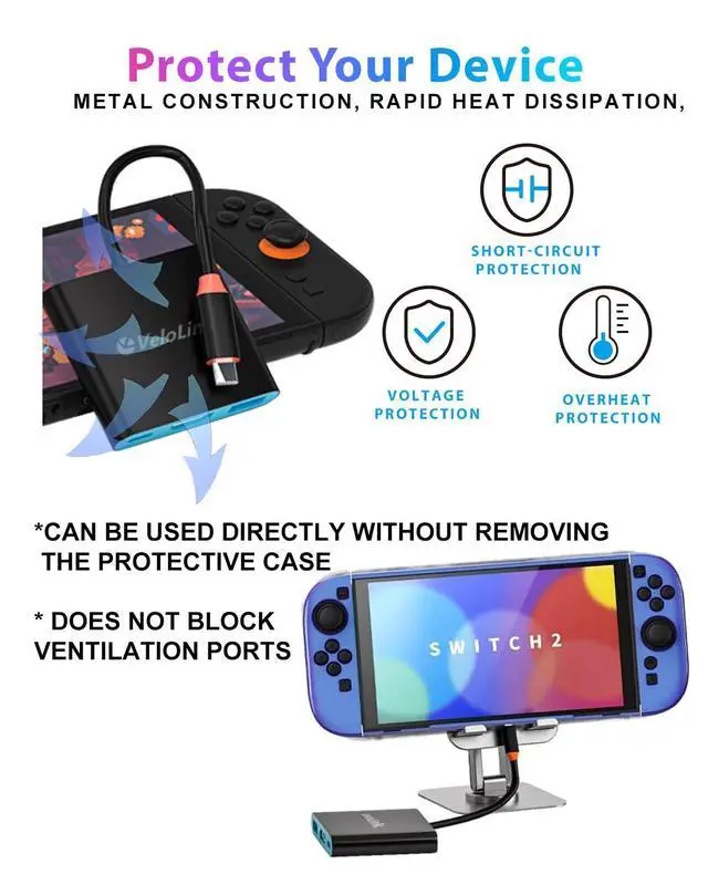 Alt view image 4 of 5 - Switch 2 Dock kit with Switch 2 Stand for Nintendo Switch 2 Portable TV Dock USB c to hdmi Compatible with Switch1/ Switch 2, USB C Hub Compatible with MacBook,Laptops (Dock+ Stand)