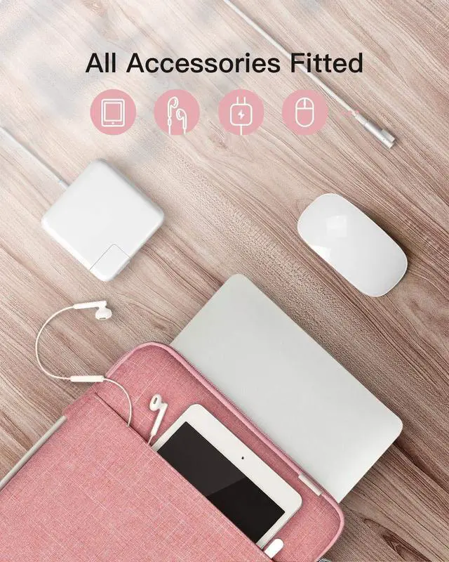 Alt view image 5 of 5 - Inateck 360° Protective Laptop Bag Case with Accessory Pocket, Compatible with 14-inch MacBook Pro/Max M5 M4 M3 M2 M1 2021-2025, Red