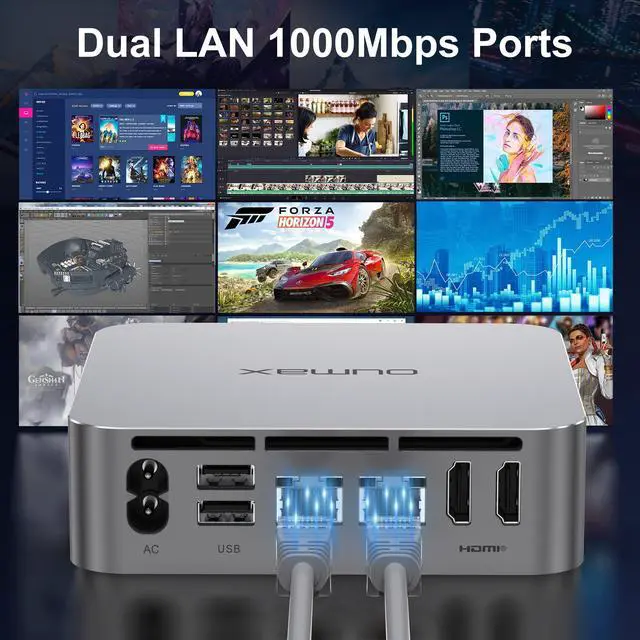 Alt view image 4 of 4 - N100 Mini PC, Intel 12th Gen N100(up to 3.4GHz), 16GB DDR4 500GB SSD Dual LAN Mini Computers, Build-in Power Supply Mini PC Support 4K Dual Display/USB3.2/WiFi 5/BT5/Gigabit Ethernet Home/Office