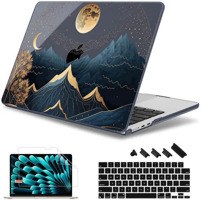 Main image of May Chen Compatible with M4 MacBook Air 15 inch Case 2025 2024 2023 A3241 A3114 M3 A2941 M2 with Liquid Retina Display & Touch ID, Plastic Hard Shell with Keyboard Cover - Starry Mountain