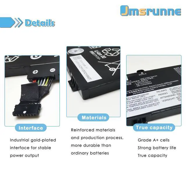 Alt view image 3 of 5 - Jmsrunne L19M3PD5 45Wh Laptop Battery Replacement for Lenovo Thinkpad E14 Gen 3 20Y7 20YD 20YE/E14 Gen 2 20T6 20TA /E15 Gen 2 20T8 20TD L19C3PD5 L19L3PD5 L19D3PD5 SB10X02597 SB10X02605 11.1V