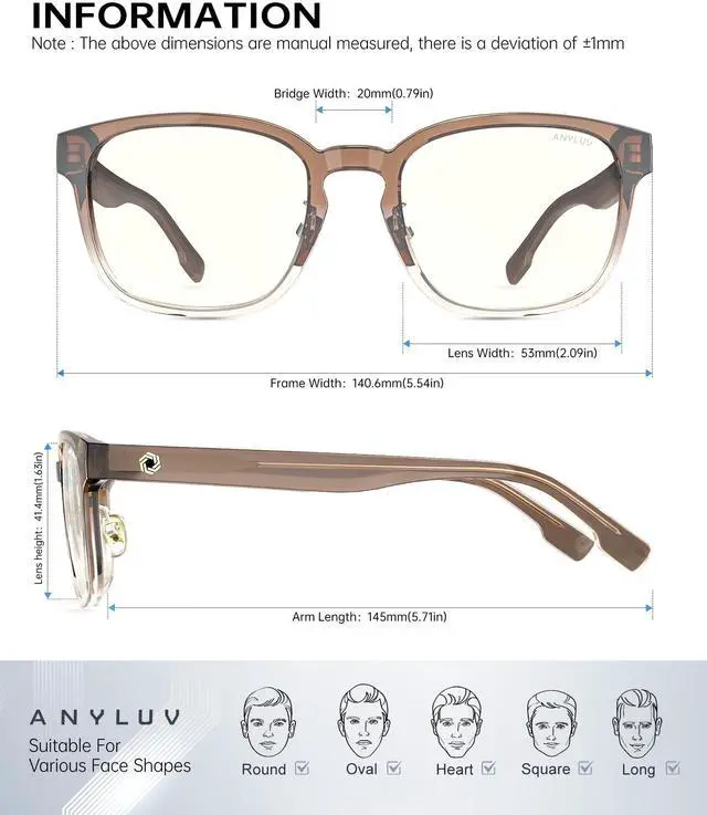 Alt view image 4 of 5 - ANYLUV Blue Light Glasses Men Women Computer Gaming Glasses Anti Eyestrain Lightweight Blue Light Blocking Glasses