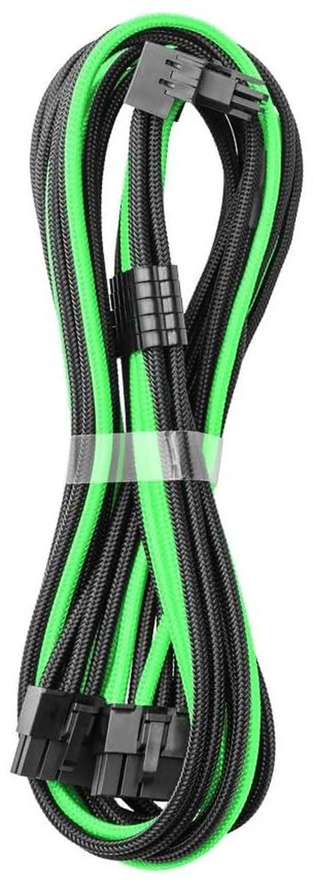 Main image of CableMod C-Series Pro ModMesh Sleeved 12VHPWR 90° StealthSense PCI-e Cable for Corsair - Variant A (Black + Light Green, 16-pin to Dual 8-pin, 60cm)