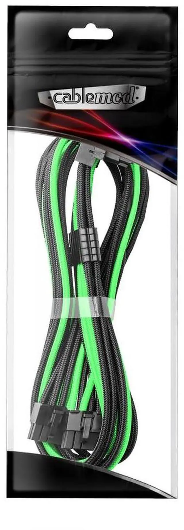 Alt view image 3 of 3 - CableMod C-Series Pro ModMesh Sleeved 12VHPWR 90° StealthSense PCI-e Cable for Corsair - Variant A (Black + Light Green, 16-pin to Dual 8-pin, 60cm)