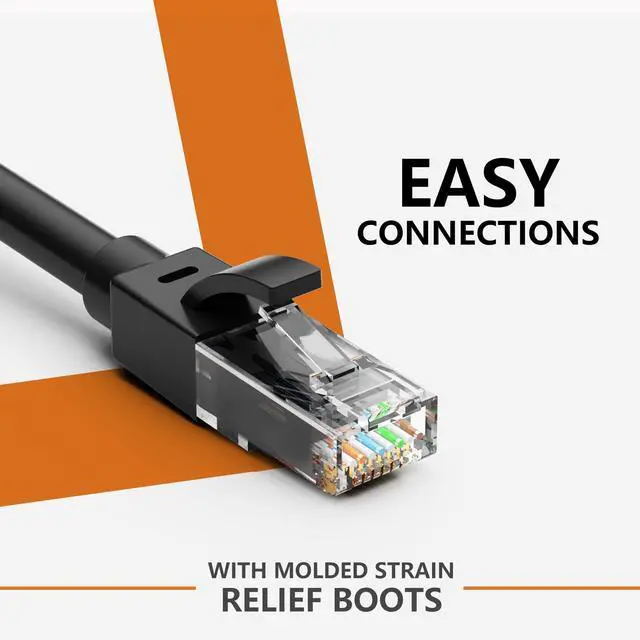 Alt view image 5 of 5 - Brozzag 150 Ft Ethernet Cable for Cat5E/Cat6, 10Gbps 24AWG Cat6 Network Cable, Direct Burial Cable, UTP, LLDPE, RJ45 Patch LAN Cord, Waterproof, Indoor&Outdoor, Cat 5E Internet Cable in Black for PC