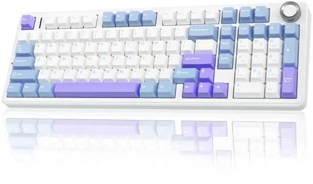 Alt view image 2 of 5 - AULA Wireless Keyboard and Mouse Combo, F99 Pro Mechanical Keyboards with Knob,Tri-Mode Hot Swappable Gasket Keyboard+SC580 Wireless Gaming Mouse Purple
