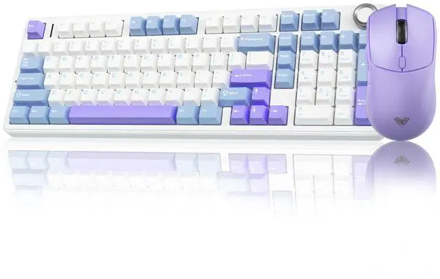 Main image of AULA Wireless Keyboard and Mouse Combo, F99 Pro Mechanical Keyboards with Knob,Tri-Mode Hot Swappable Gasket Keyboard+SC580 Wireless Gaming Mouse Purple
