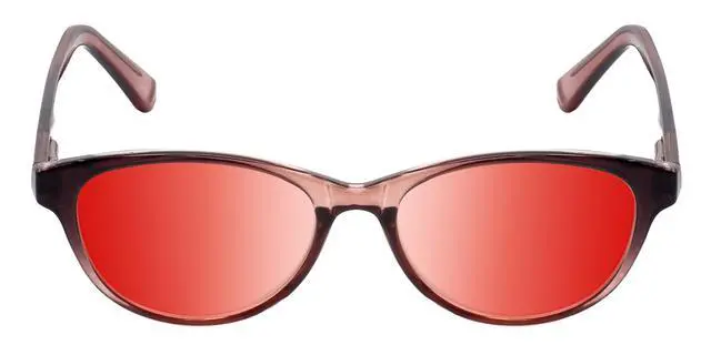 Alt view image 5 of 5 - Medspex Corinne McCormack Polly Color Therapy Reading Glasses +0.25 Pink Black Fade/Amber Brown Womens Fluorescent Light Sensitivity Chromotherapy Chakra Healing