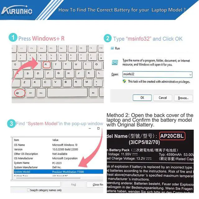 Alt view image 4 of 5 - AURUNHO AP20CBL Laptop Battery Replacement for Acer Aspire 5 A515-45 A515-46 Aspire 7 A715-43G Swift 3 SF314-43 SF314-511 Vero AV15-51 TravelMate Spin B3 B311RNA-32 53Wh