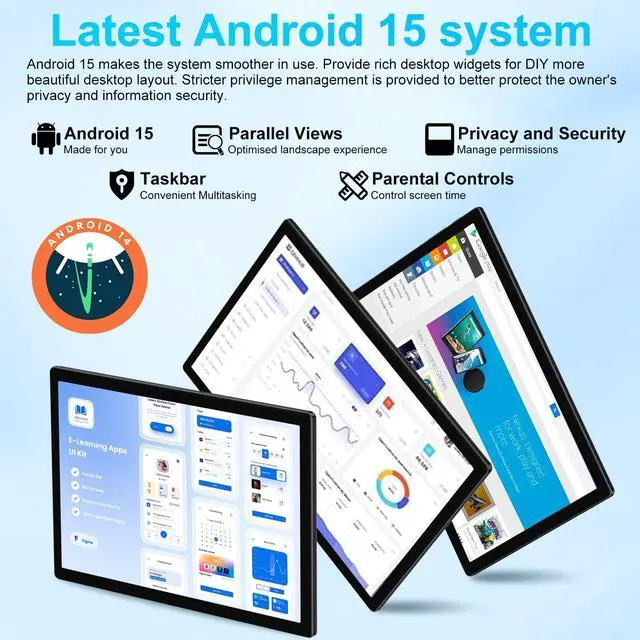 Alt view image 4 of 5 - 2025 Upgraded Android 15 Tablet 10 Inch Octa-Core Tablets 22GB+128GB+1TB Expand, 2-in-1 Tablet with Keyboard Mouse, 8000mAh Battery, HD IPS Display, GPS, Widevine L1, Split Screen, Metal Body -Blue