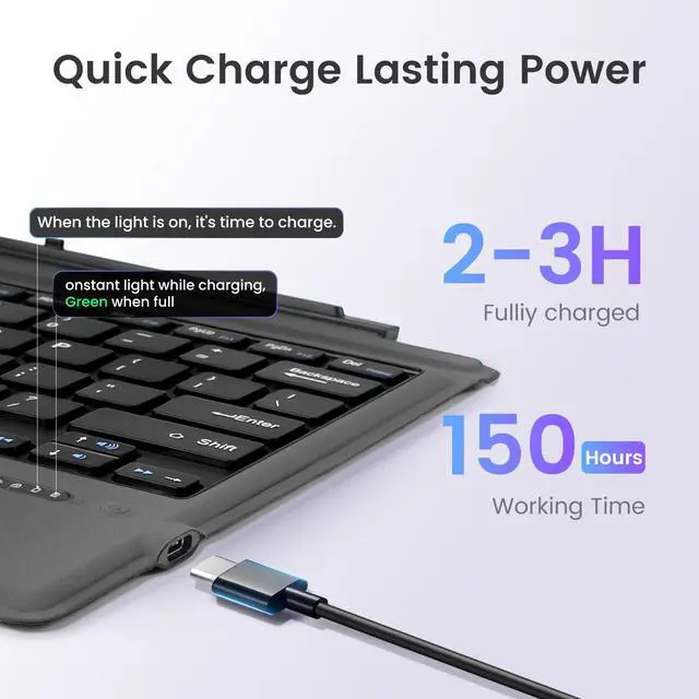 Alt view image 4 of 5 - FERRISA Wireless Bluetooth Keyboard for Microsoft Surface Pro 7/6/5/4/3, Ultra-Slim Keyboard Cover with Touchpad, Strong Magnetic Attachment, Long Battery Life